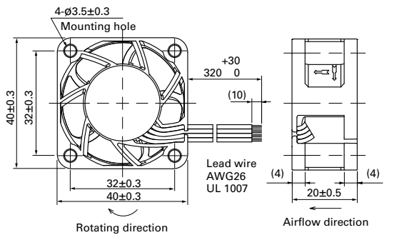 山洋軸流風(fēng)扇9GA0405P6H001產(chǎn)品尺寸圖