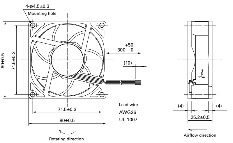 山洋軸流風扇9GA0824P4G001產(chǎn)品尺寸圖