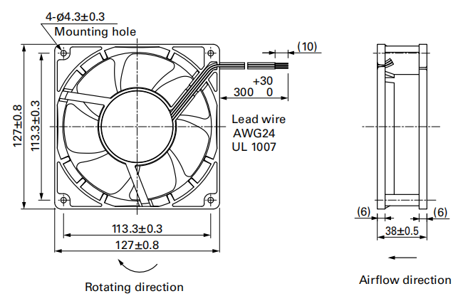 山洋軸流風(fēng)扇109P1312S101產(chǎn)品尺寸圖
