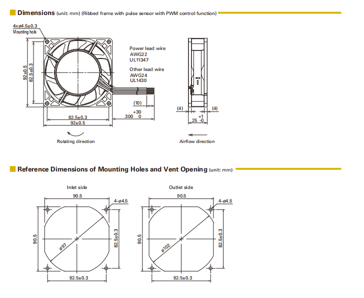 SanAce山洋 ACDC風(fēng)扇 9AD0901G4002 尺寸圖