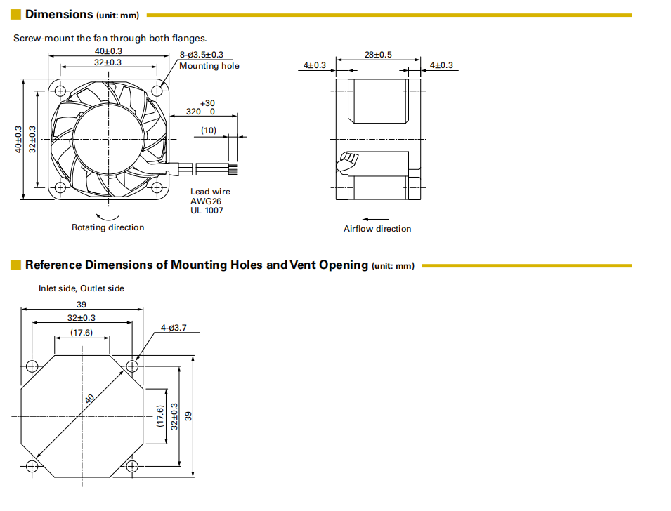 山洋San Ace長壽命軸流風(fēng)扇 9L0412J301 產(chǎn)品尺寸圖： 