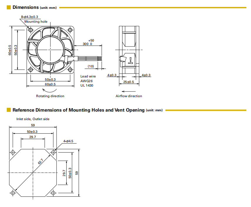 山洋San Ace長壽命軸流風(fēng)扇 9LG0612P4S001 產(chǎn)品尺寸圖： 