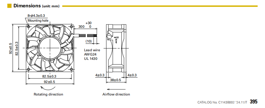 山洋長(zhǎng)壽命軸流風(fēng)扇 9LG0912P1H001 產(chǎn)品尺寸圖: